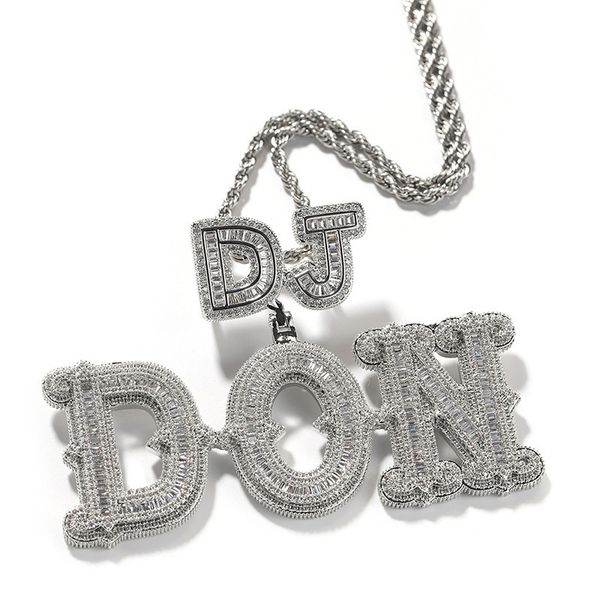 

pendant necklaces custom 2 rows letter name pendants necklaces for men hip hop 3a cz stone bling iced out rapper jewelry drop 230718, Silver