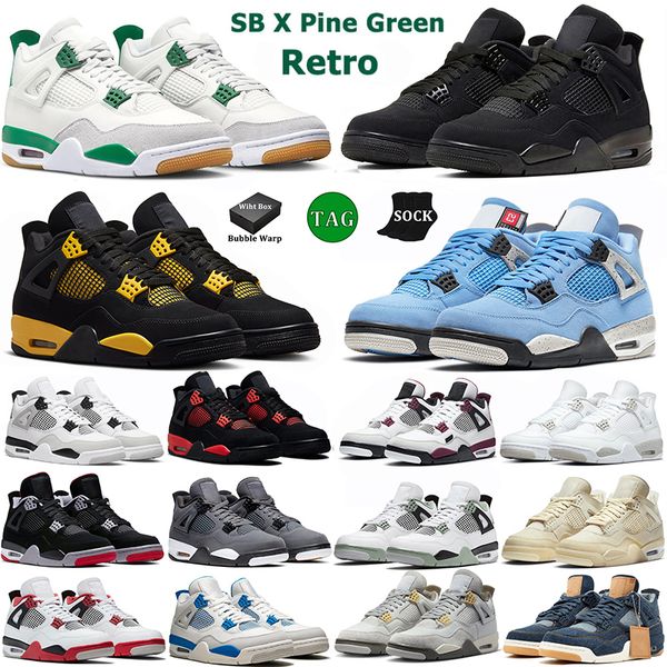 

with box 4s basketball shoes men womens jumpman 4 sb pine green black cat unversity blue thunder red white oreo cool grey black canvas train