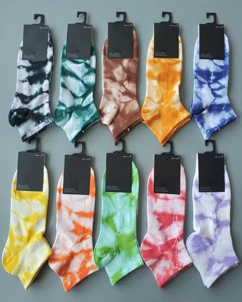 

fashion couple socks tie dye short printing socks streetstyle printed cotton ankle stocking for men women low cut sock3730063, Black
