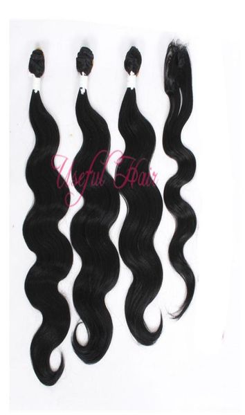 

omnre blue body wave hair weaves elash christmas 4 bundles with closure sew in hair weave marley machine double hair wefts weaves 4157539, Black