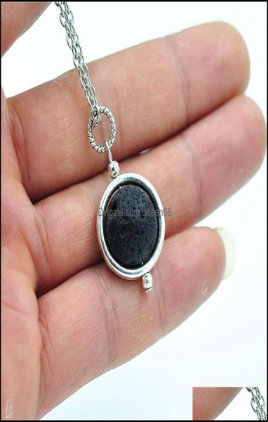 

pendant necklaces fashion 14mm lava stone bead necklace volcanic rock aromatherapy essential oil diffuser for women jewelry drop d4037587, Silver