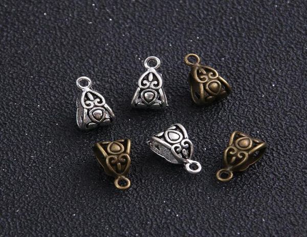 

200pcslot tibetan silver spacer bail beads charms pendant for jewelry making bracelet 8x8x13mm7324121, Bronze;silver