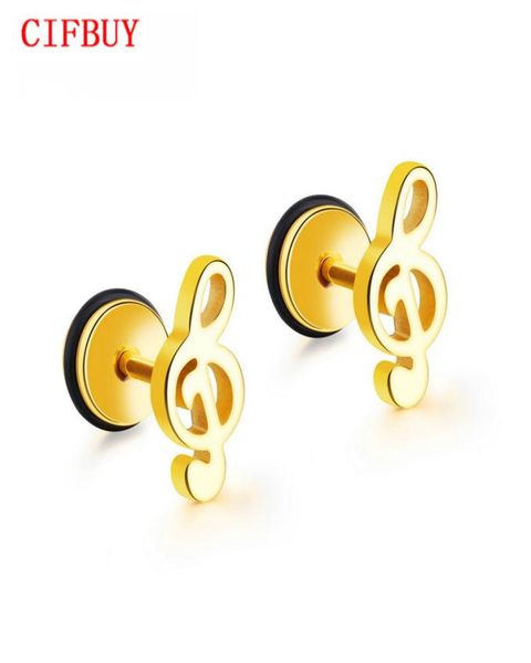 

cifbuy music note stud earrings for women trendy style gold blacksilver color female ladies party daily jewelry ge4186707212, Golden;silver