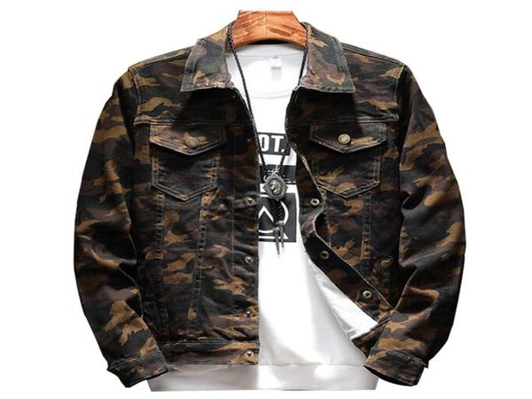 

spring autumn men camouflage jeans jacket fashion camo denim jackets for man turn down collar plus size m5xl4531139, Black;brown