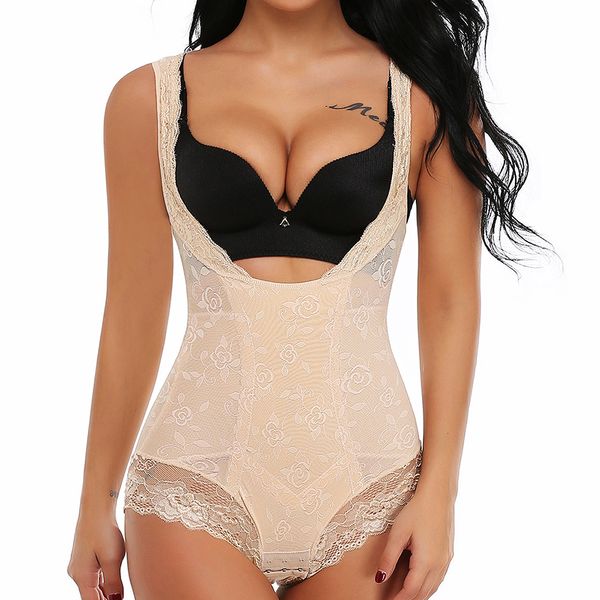 

women's shapers miss moly lace full body shaper tummy control bodysuit waist cincher underbust shapewear slimming trainer panties gridl, Black;white