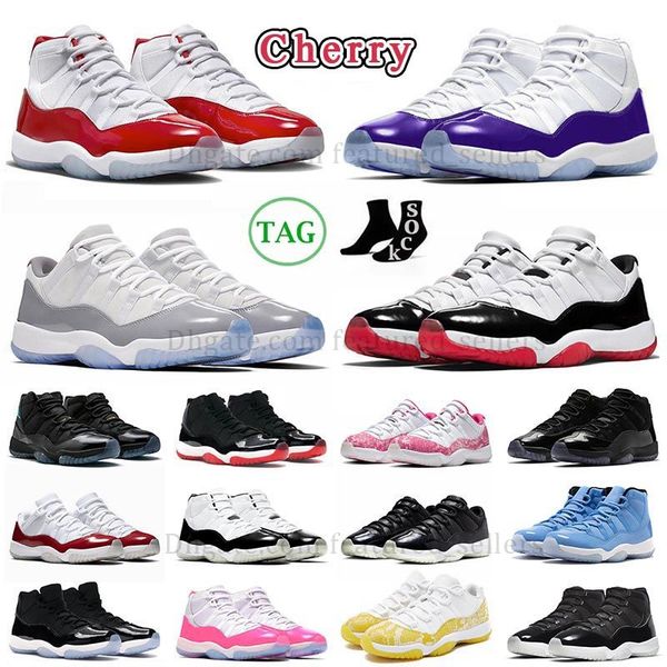 

original mens womens jumpman 11 11s basketball shoes cherry purple cement grey dmp pink snakeskin cool grey gamma blue cap gown new bred tra