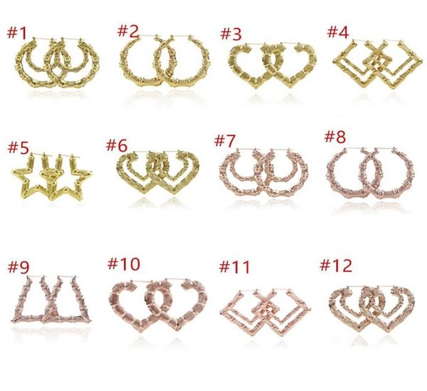 

luxury jewelry hoops multiple shapes ethnic large vintage gold plated bamboo hoop earrings for women choice9608863, Golden;silver