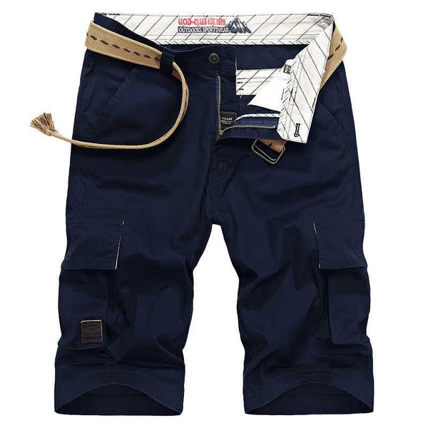 

men's shorts summer men's military casual style shorts man cotton khaki multi-pocket loose cargo short man trousers, White;black