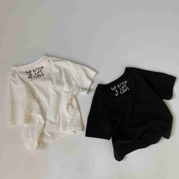

t-shirts summer children back letters print tshirts boy girls cotton loose short sleeve cool tee x0719, Blue