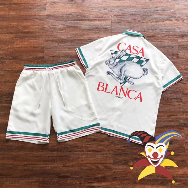 

mens casual shirts casablanca shirt rabbit print short sleeve 230718, White;black