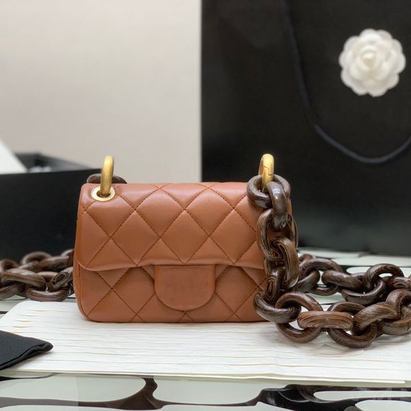 

23a designer bags 10a fashion sheepskin wood chain bag luxury mini flap bags 18cm shoulder bag lady crossbody handbag evening bag wallet pur