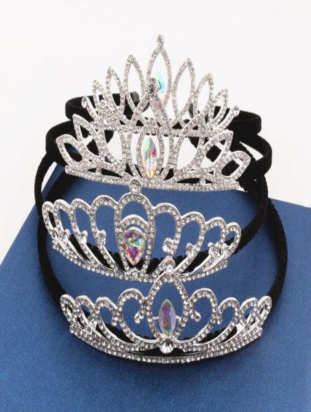 

kids crystal crowns girl rhinestone tiaras with hair sticks headband birthday party christmas halloween props5421517, Slivery;white