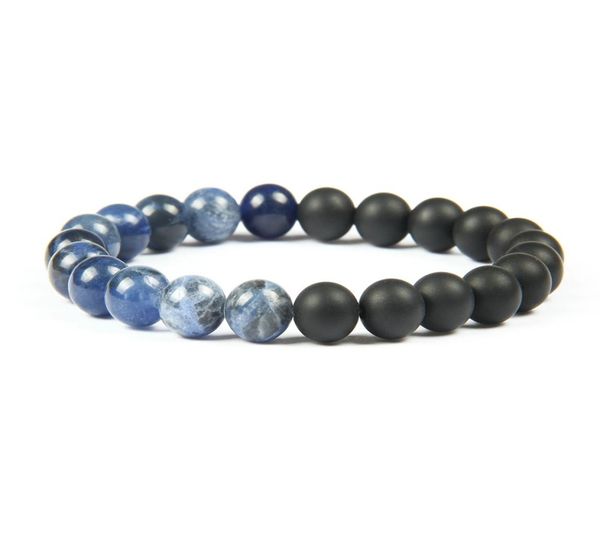 

new fashion stone jewelry whole 10pcslot 8mm natural blue veins matte agate stone beads lucky energy bracelet f5038235, Black