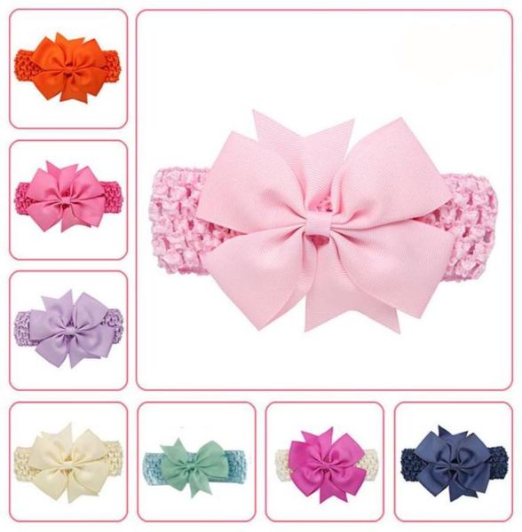 

19 colors kids solid headband hairband elastic wave point bowknot pography hair band for girl children hair accessories6858346, Slivery;white
