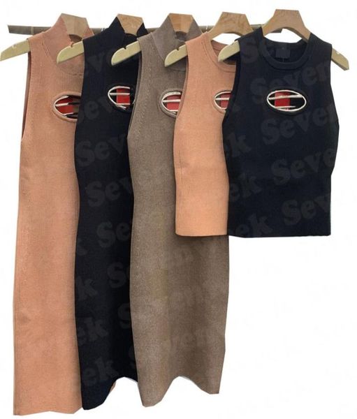 

women hollow vest dresses knits tanks designer letter sleeveless dress tees clothing for lady6141813, Black;gray