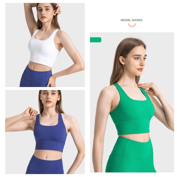 

shockproof cross straps bra yoga outfit running gym sport tank widen hem push up workout fitness undershirt women crop brassiere