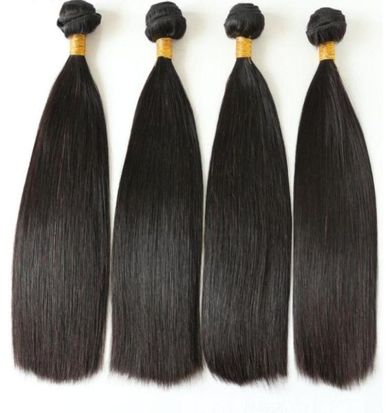 

100 human hair straight double drawn raw virgin hair 1 bundle2309850, Black