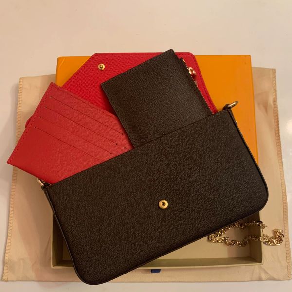 Luxurys Designer Bag 3pcs/set Accessories Women Bags Handbag Flower Lady Shoulder Wallet With Box