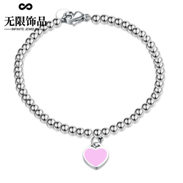 

high-quality neayzen 925 silver plated bracelet ayffay love enamel peach heart blue buddha bead female generaayon, Black