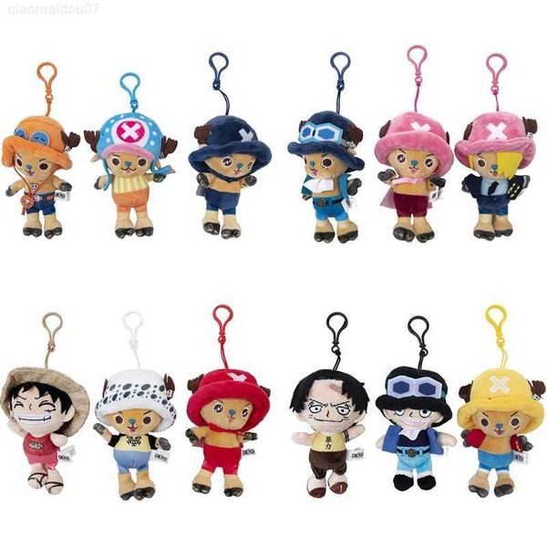 

key rings 12cm one piece anime figures cosplay plush keychain ornaments luffy chopper ace law cute doll cartoon ffed pendants toy gifts l230, Slivery;golden