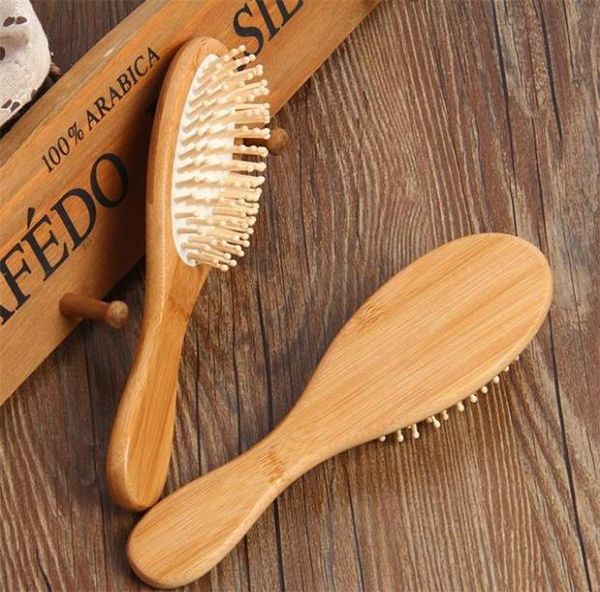 

whole natural bamboo brush healthy care massage hair combs antistatic detangling airbag hairbrush hair styling too7869611, Silver