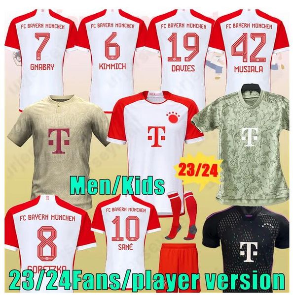 

23 24 soccer jersey sane 2023 2024 football shirt goretzka gnabry camisa de futebol men kids kits kimmich fans player 50th bayern munich okt, Black;yellow