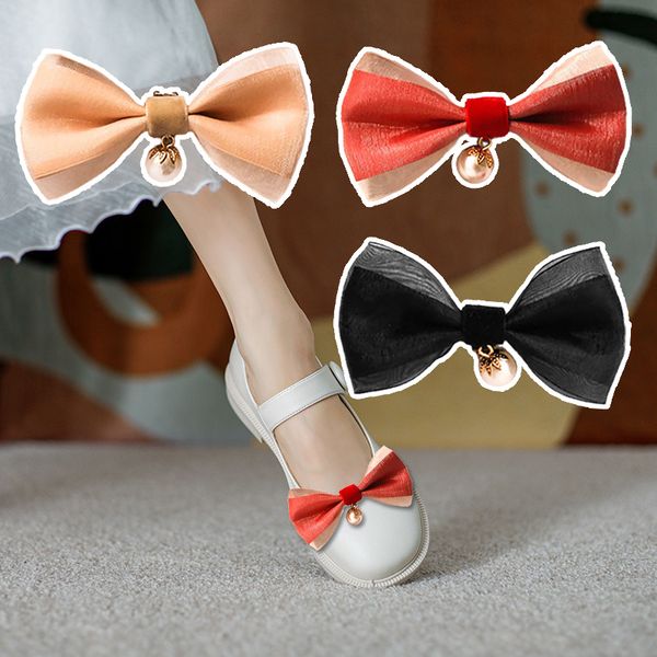 

shoe parts accessories 1 pair of tulle bow tie shoe clips for fashionable women's shoes decorated with pearl pendants and detachable sh, White;pink