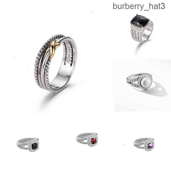 

rings dy twisted two-color cross ring women fashion platinum plated black thai silver selling designer jewelry woman luxury diamond wedding