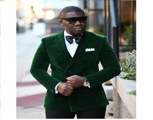 

costume homme gentleman suit men custom made terno slim fit double breasted blazer green wedding groom tuxedo mens velvet prom sui6894342, Black;gray