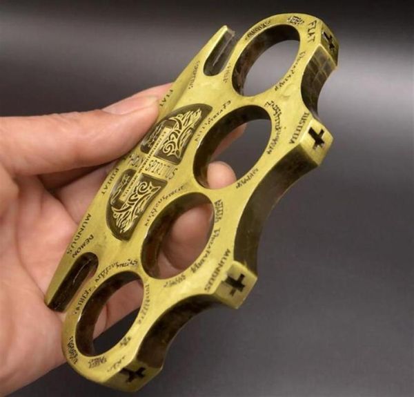 

weight about 220240g metal brass knuckle duster four finger self defense tool fitness outdoor safety defenses pocket edc tools ge1389016