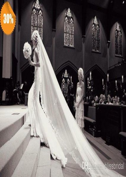 

new luxury 5m whiteivory long lace wedding veils with lace custom made wedding favor veil in stock5215123, Black