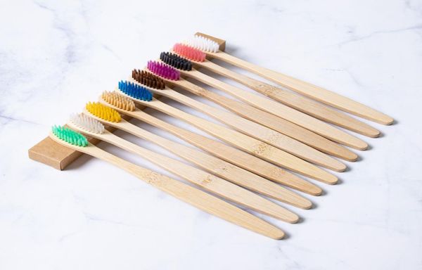 

natural bamboo handle toothbrush rainbow colorful whitening soft bristles bamboo toothbrush ecofriendly paper box package eea21887107160