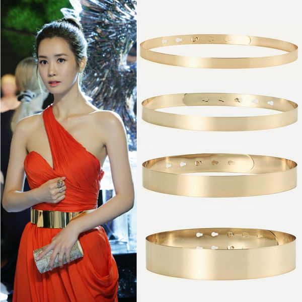 

neck tie s full metal mirror gold silver plate waist belt fashion lady female skinny adjustable strap for dress 230718, Blue;purple