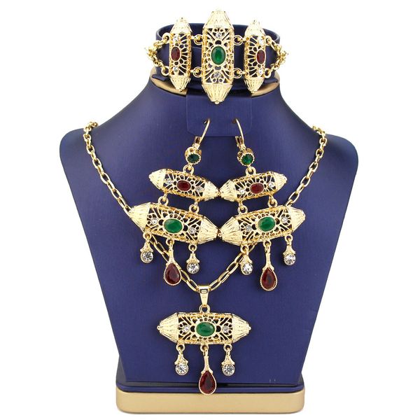 

wedding jewelry sets sunspicems ethnic-style morocco jewelry sets gold color women drop earring charm bracelet necklace arabic bride wedding, Slivery;golden