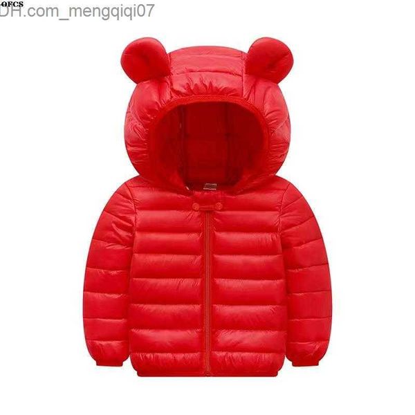 

down coat children's light coat cute baby girl winter clothing ear hoodie spring girl jacket children's clothing boys' coat z, Blue;gray
