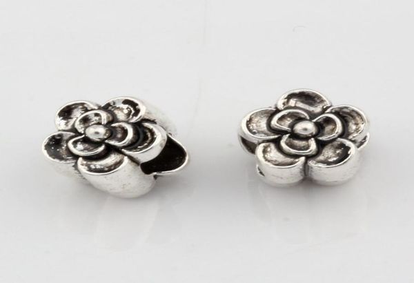 

100pcs antique silver alloy flower large hole spacer bead for jewelry making bracelet necklace diy accessories 9x9x95mm2878752, Bronze;silver
