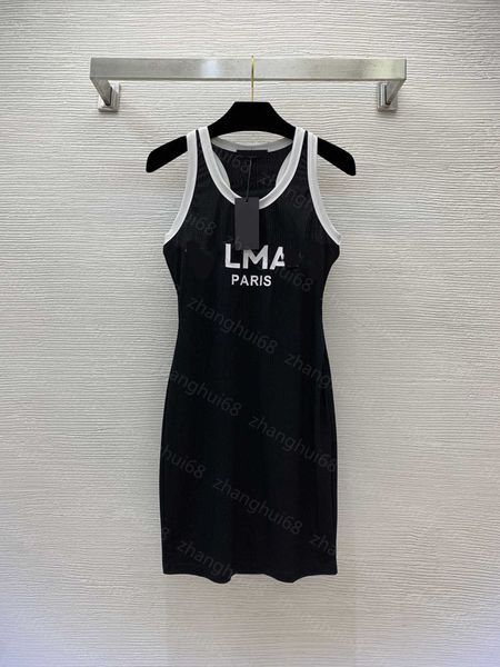 

23ss womens designer clothing women dresses summer dress letter logo printed thread cotton elastic slimming waistcoat dress womens clothing, Black;gray