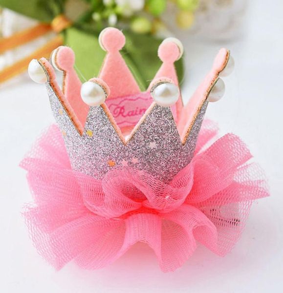

baby hair clips tiara barrettes hairpins infant toddler cute birthday gift girls princess crown ribbon barrette lace hairbands cla8719232, Slivery;white