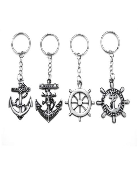 

original vintage silver anchor key chain gadgets for men trinket retro skull rudder keychain on pants male jewelry souvenirs party7395614, Slivery;golden