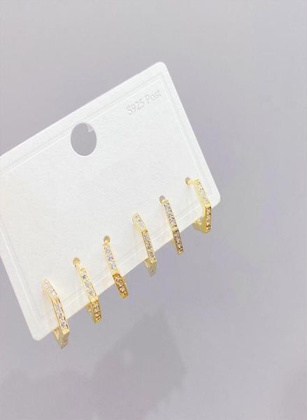 

stud 2021 design 6 pcs 14k gold plated simple style geometric earrings luxury jewelry cubic zircon1754588, Golden;silver