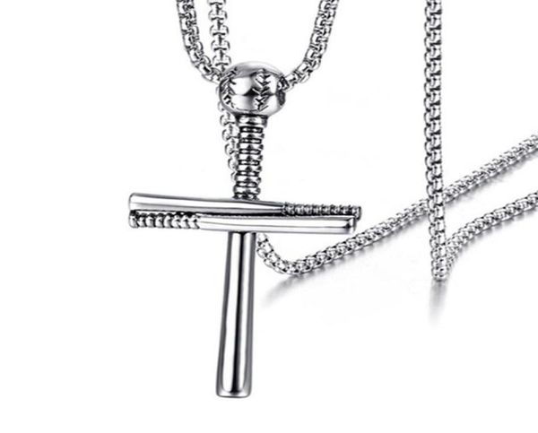 

12pcs european and american outdoor baseball cross pendant necklace fashion personality man039s accessories 3color3381264, Silver