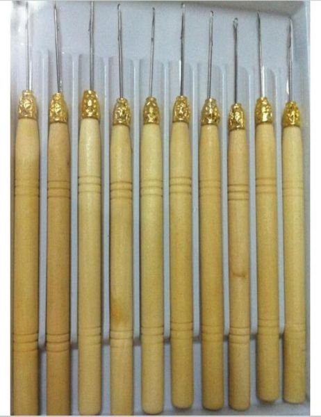 

whole10pcs whole wooden handle pulling needlemicro rings needle hair extension toolshair ventilating weaving needles fo5290035