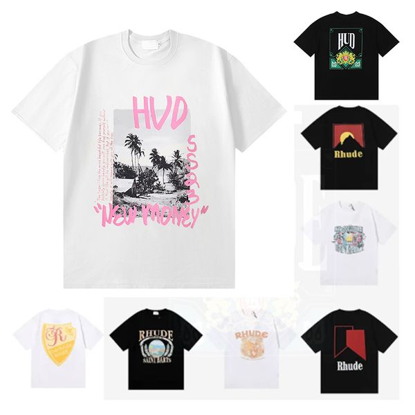 

summer rhudes mens t shirt designer luxury tshirt street shorts sleeve ins spring t shirts men women casual t-shirt mens shirt clothing siz, White;black