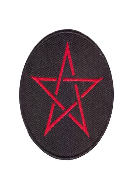 

red pentagram embroidered patch wicca witchcraft devil ironon black red satanic fabric sewing children cartoon patch6127542