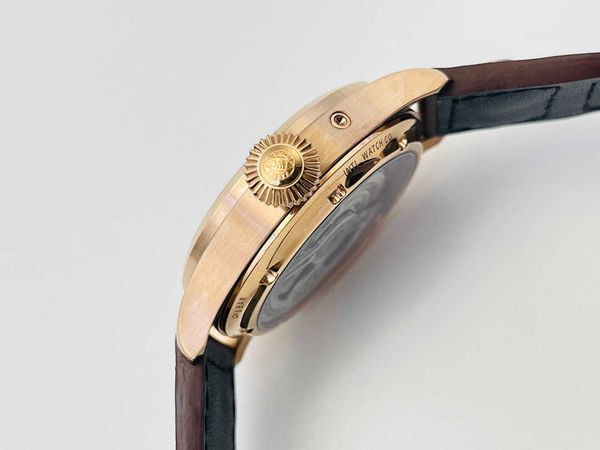 

luxury iwc pilot watch t3du mechanical automatic wristwatch black dial date uhr leather strap with box montre luxe, Slivery;golden