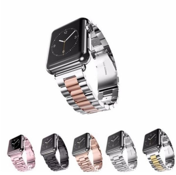 

stainless steel metal watch strap auniquestyle luxury replacement iwatch strap watchband with durable folding clasp for apple wat7945201, Black;brown
