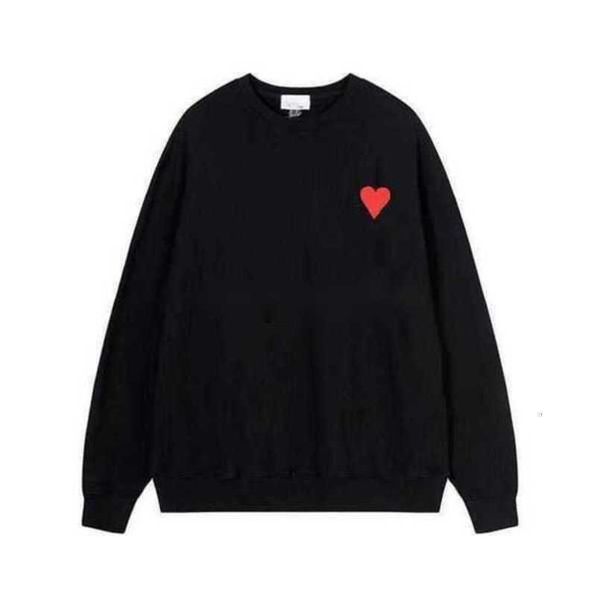 

hoodie male and female designers amis paris hooded highs quality sweater embroidered red love 2023ss spring round neck jumper couple sweatsh, Black