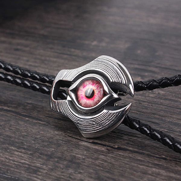 

bolo ties titanium steel devil's eye shirt bolo tie american western cowboy bolo tie personality men and women fashion collar rope hkd2, Red