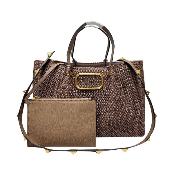 

tote bag beach bag shopping bag handbag lafite woven straw bag women high capacity composite shopping handbag fashion crossbody shoulder bag