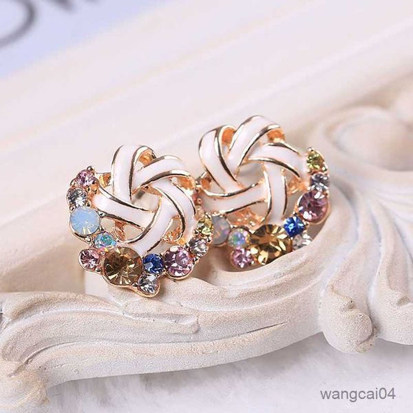 

charm new style rhinestone alloy drop oil windmill clip on earrings for women girl party allergy no ear hole earrings r230719, Golden